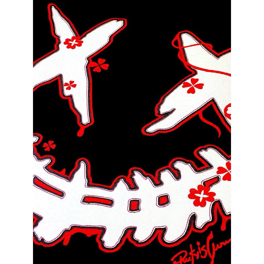 RICKYISCLOWN MAMBA SNAKE SKIN FLOWER BLACK TEE