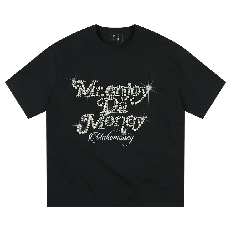 MEDM ALL OVER CRYSTAL BLACK TEE