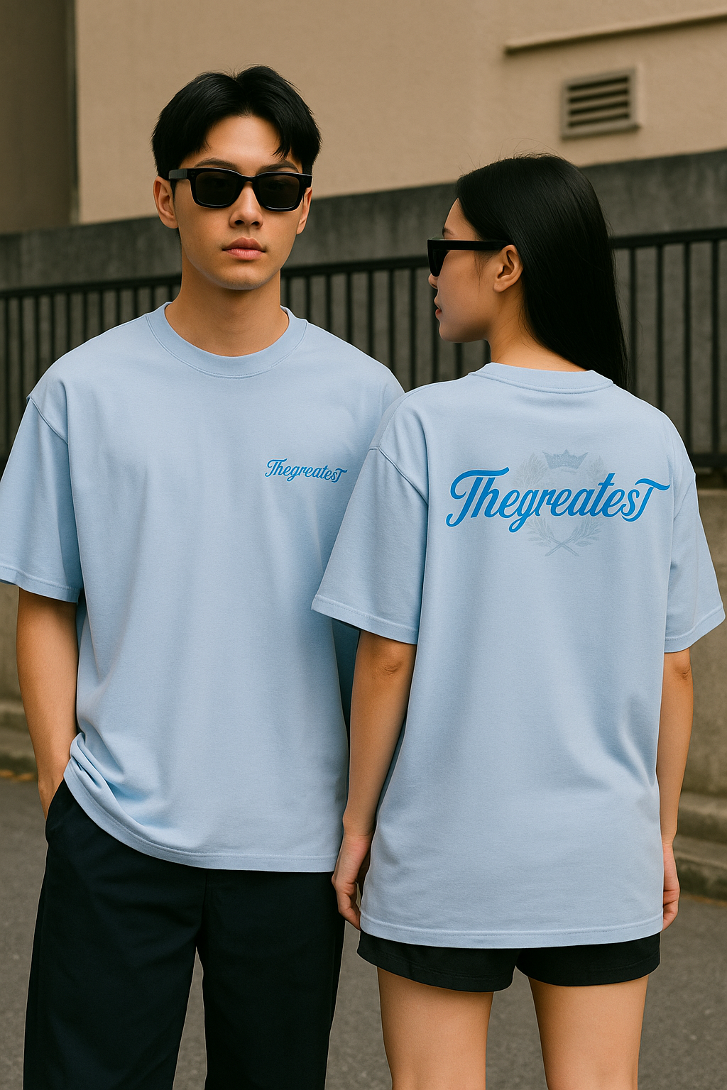 GOAT THE GREATEST BLUE SCRIPT T SHIRT BLUE