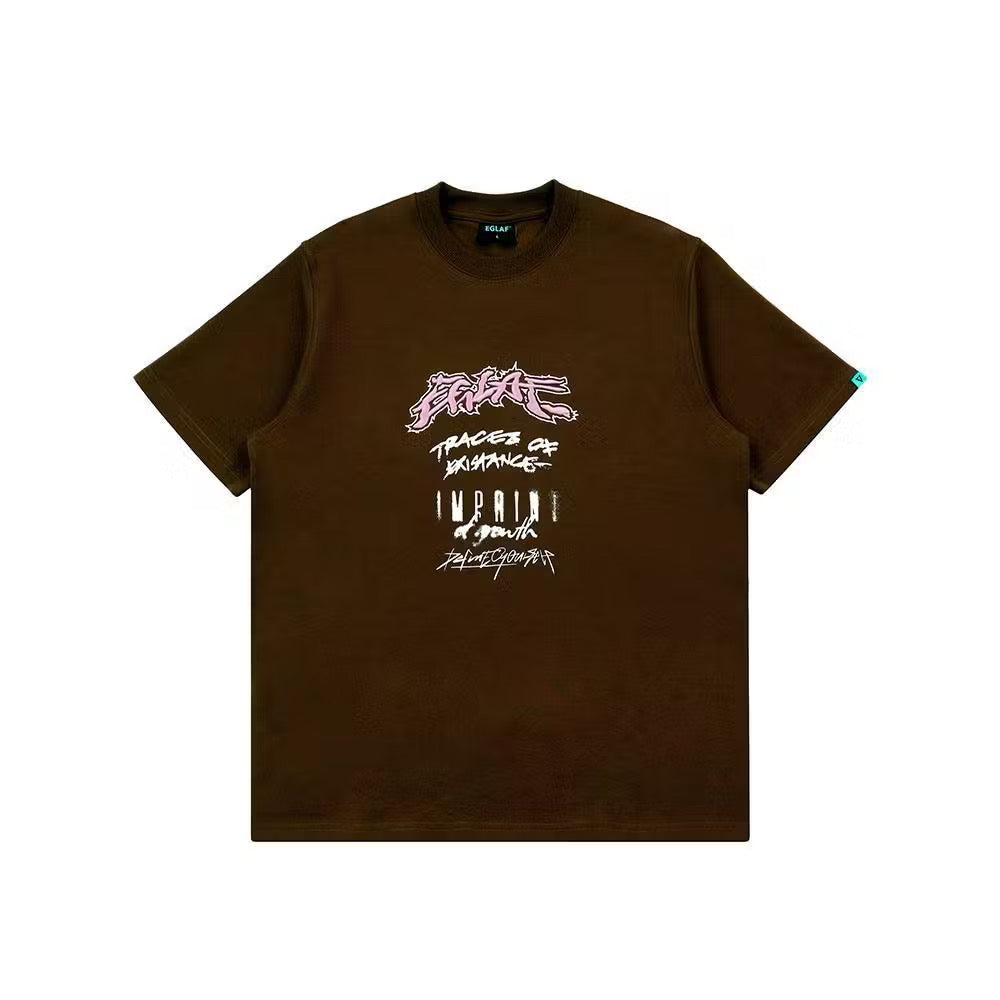 EGLAF FRAGMENTS MIXED TYPO TEE BROWN