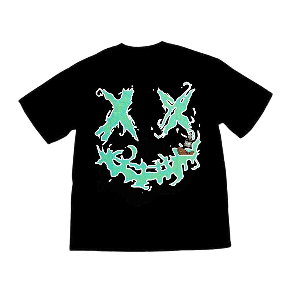 PARODY SMILEY FACE DESIGN 032 BLACK T SHIRT