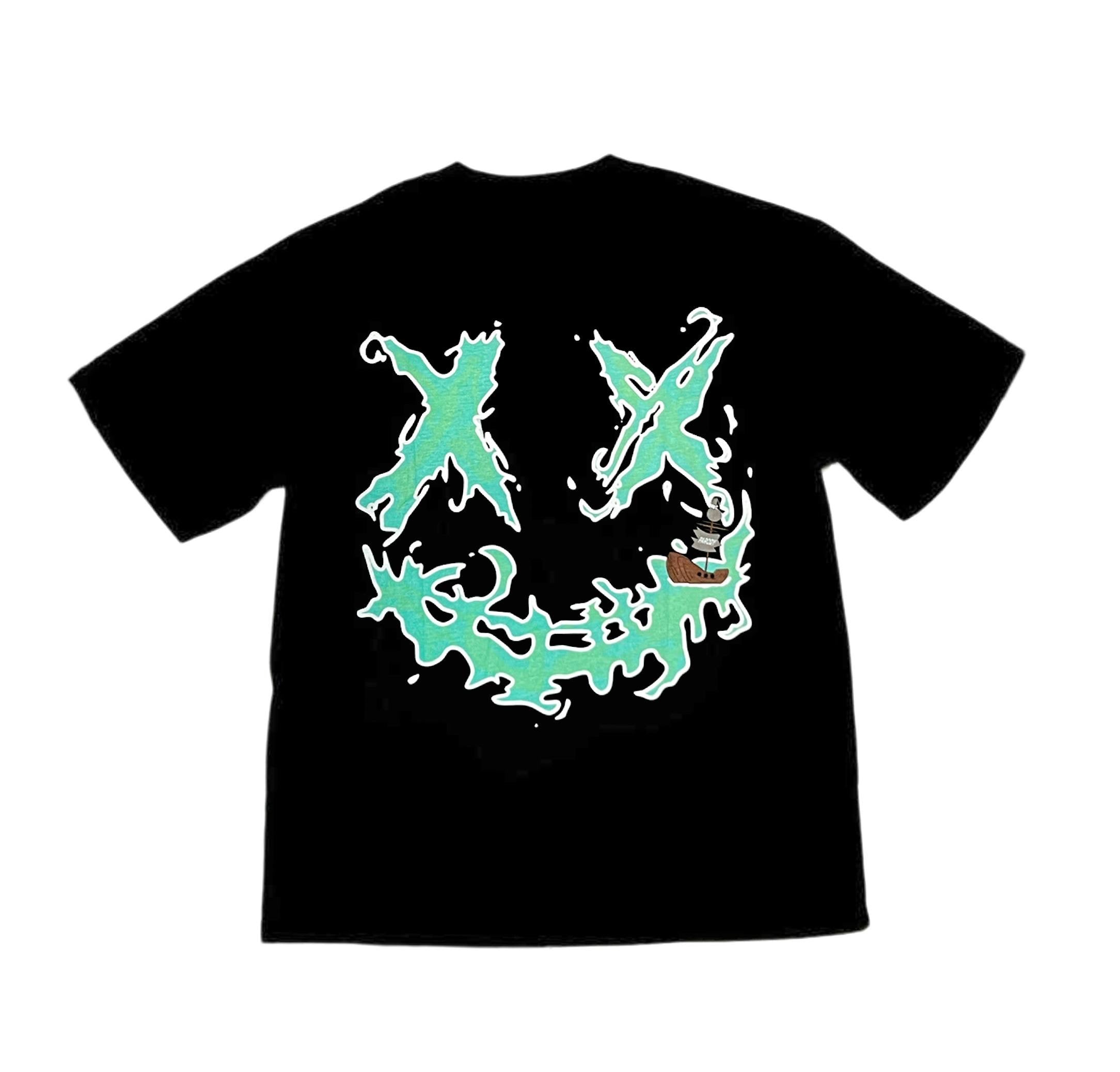 PARODY SMILEY FACE DESIGN 032 BLACK T SHIRT