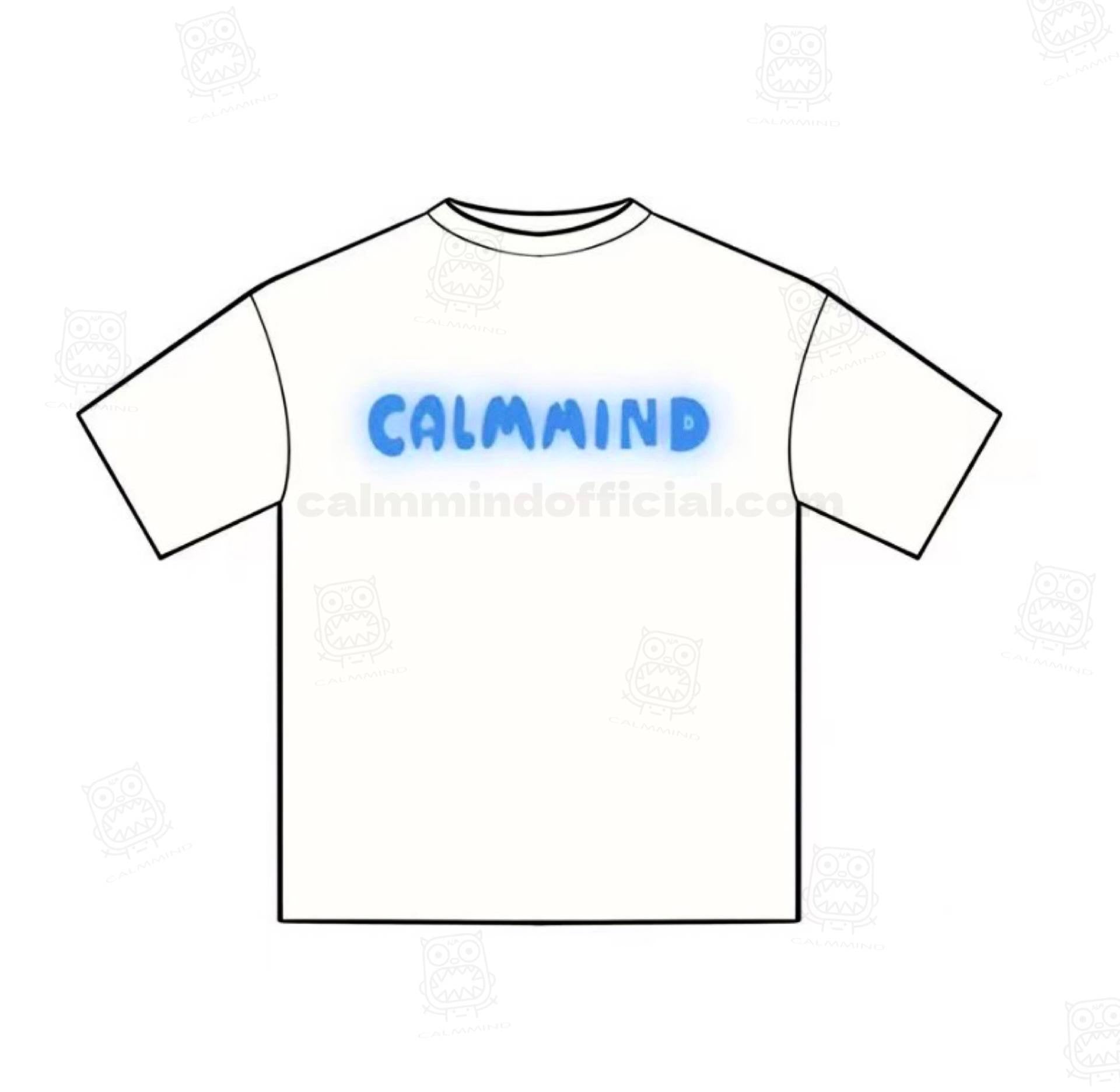 Calmmind Neon Blue Monster T-shirt White