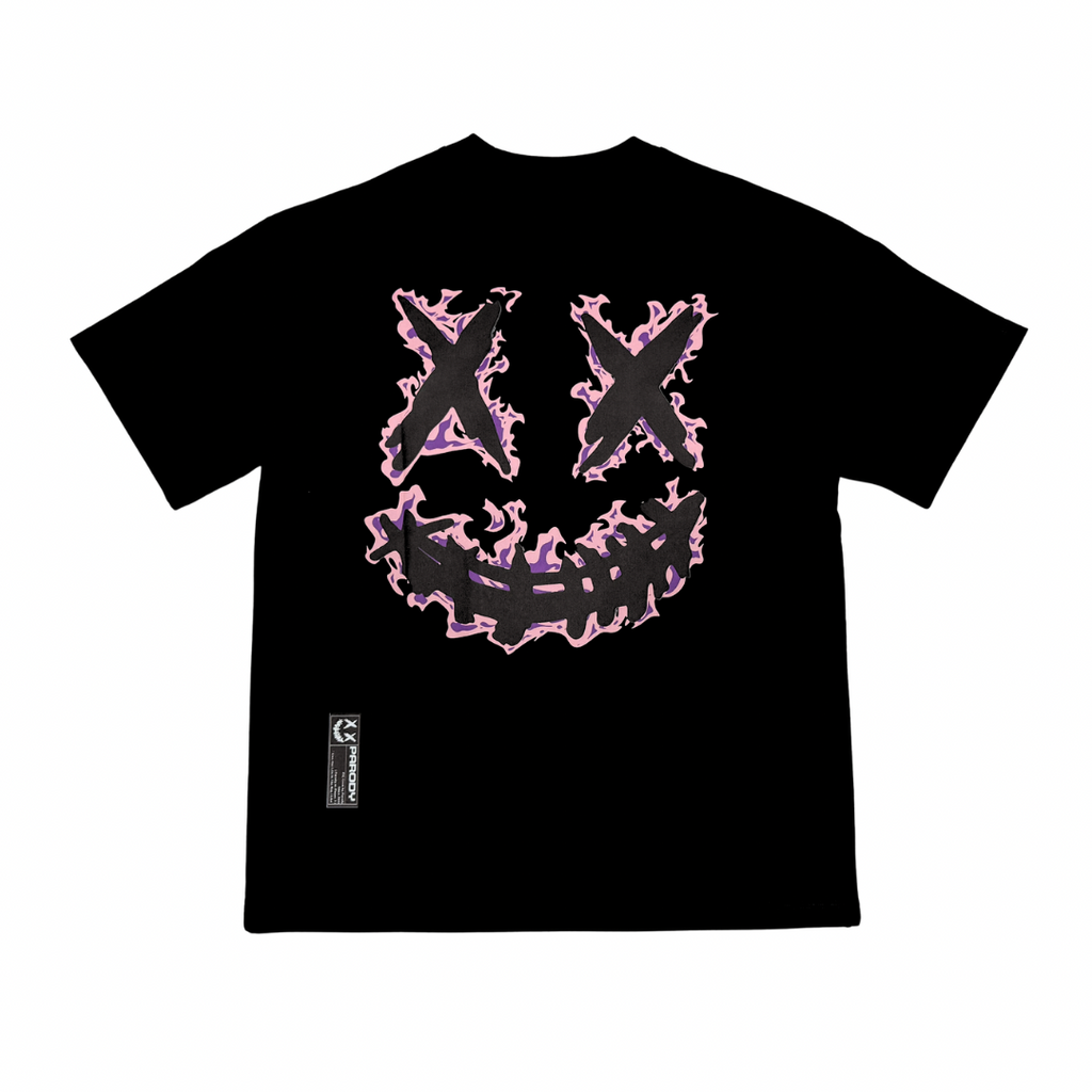 PARODY SMILEY FACE DESIGN 065 BLACK T SHIRT