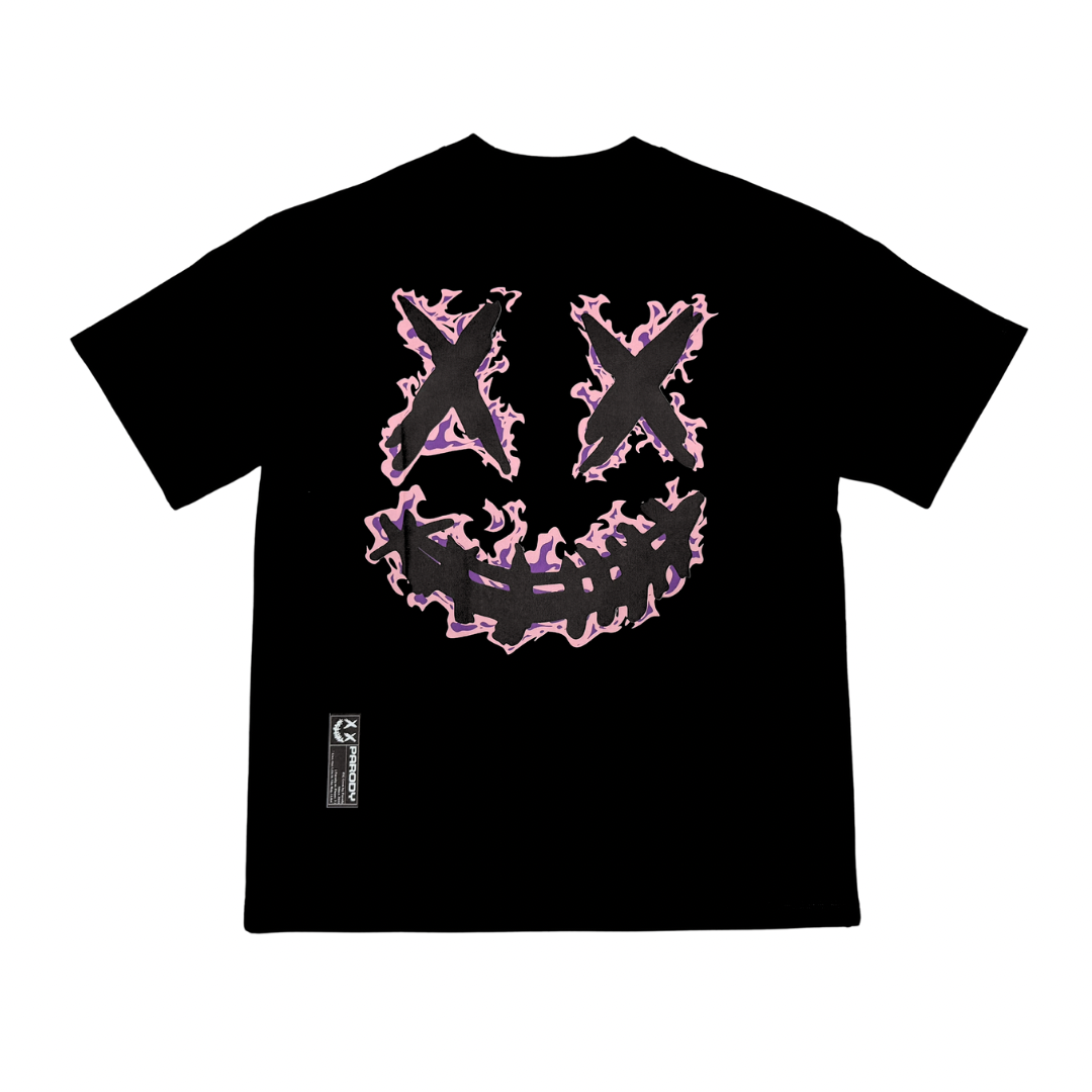 PARODY SMILEY FACE DESIGN 065 BLACK T SHIRT