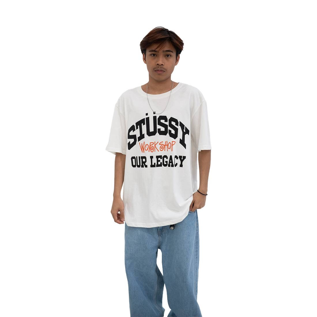 Stüssy x Our Legacy Work Shop Collegiate Pigment Dyed Tee White