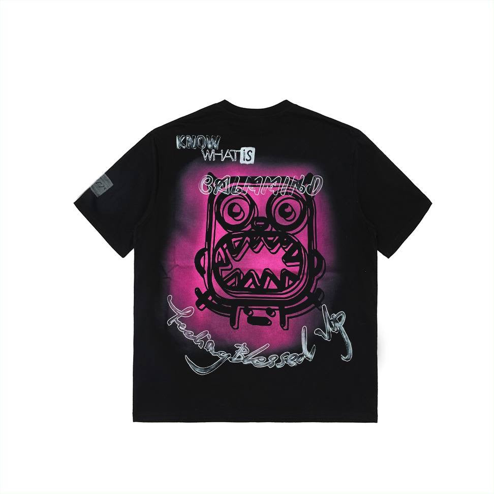 Calmmind Pink Spray Monster Tee Black