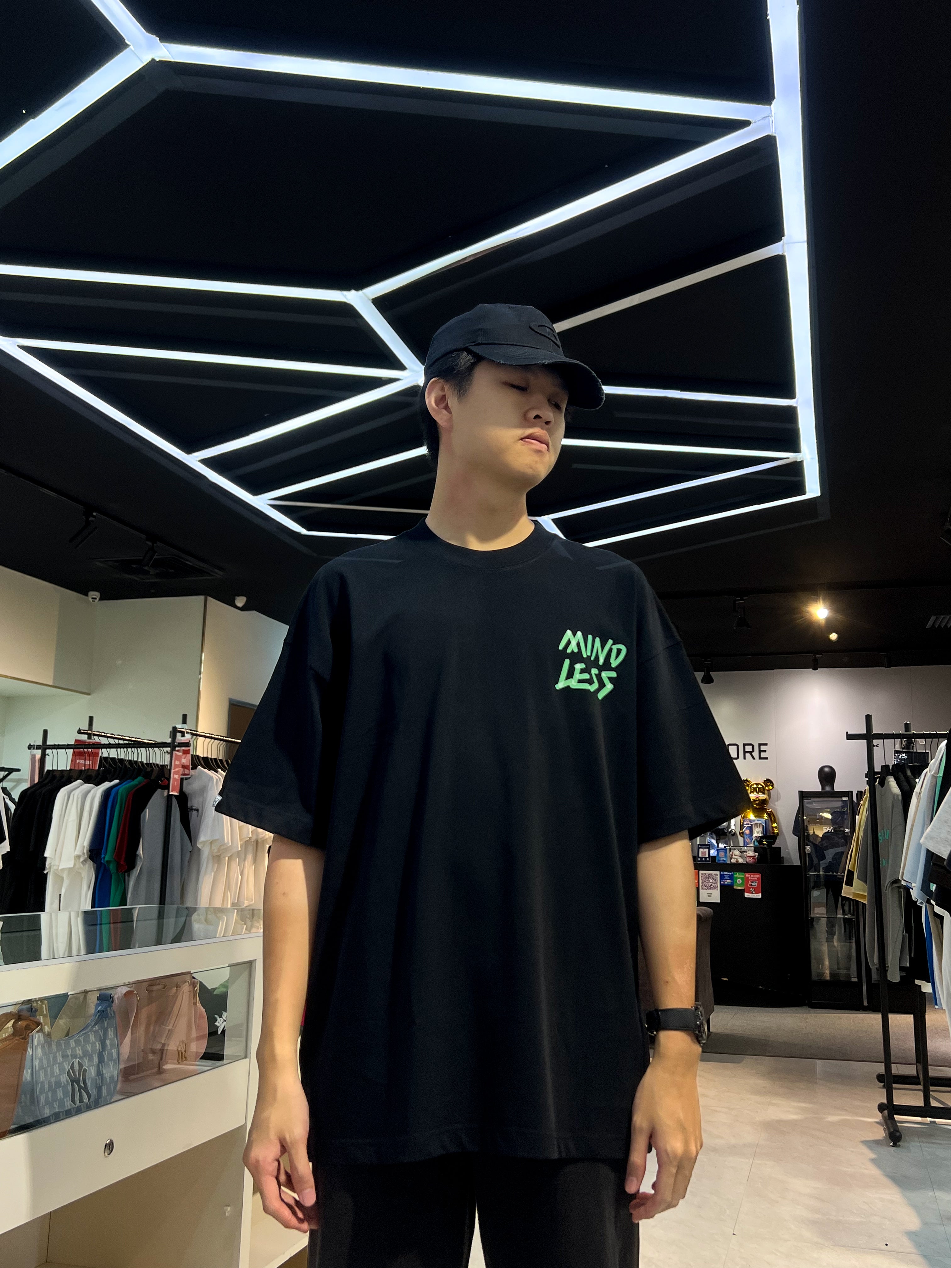 MINDLESS GREEN TAPE LOGO TEE BLACK