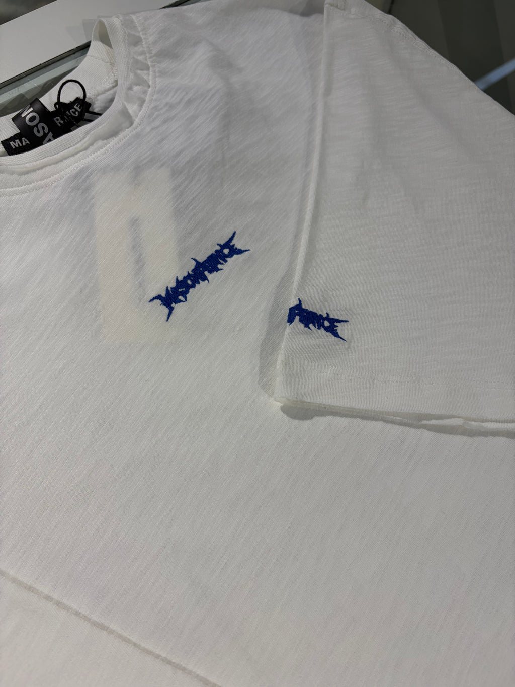 MASONPRINCE BAMBOO COTTON GE TE BLUE LOGO TEE WHITE