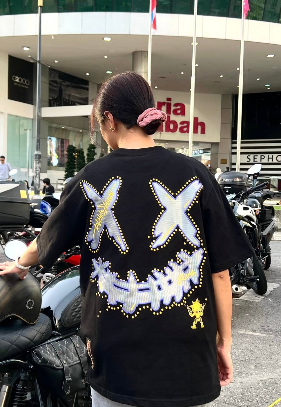 RICKYISCLOWN PINE HEAD KID RAINBOW CLOWN BLACK TEE