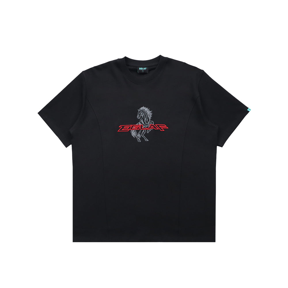 EGLAF CHEST EMBROIDERY TEE BLACK