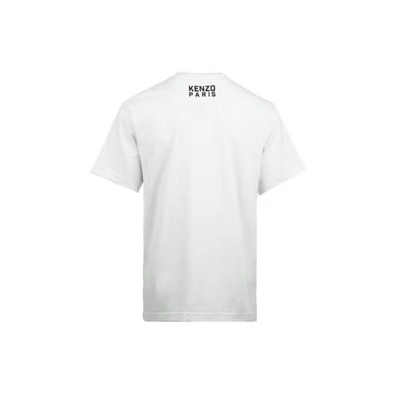 KENZO HAPPY TIGER EMBROIDERY LOGO WHITE T SHIRT