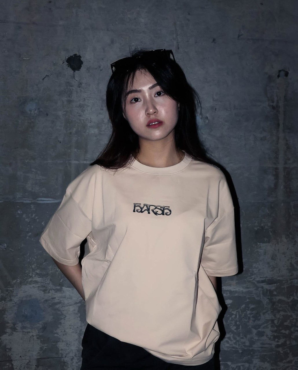 HARSH % LOGO CREAM TEE