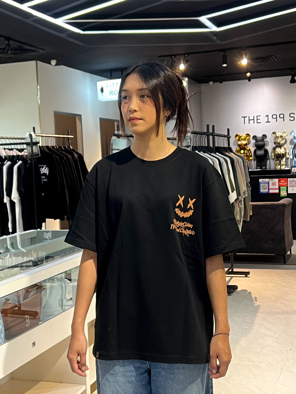 RICKYISCLOWN GOLD CHROME CROC SKIN TEE BLACK