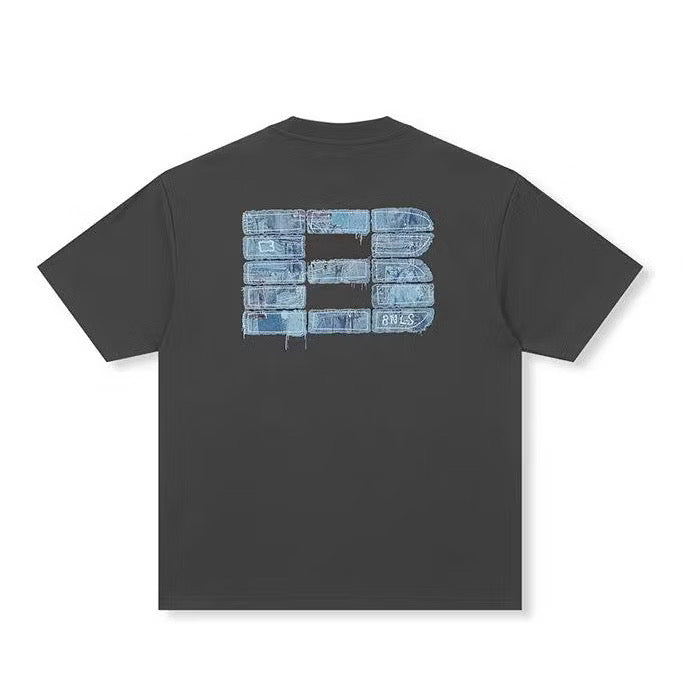 BONELESS JEANS EMBROIDERED TEE BLACK