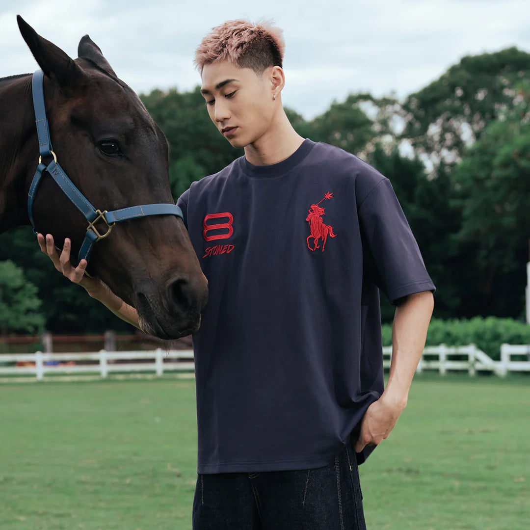 STONED & CO 26: DARK HORSE POLO NAVY TEE