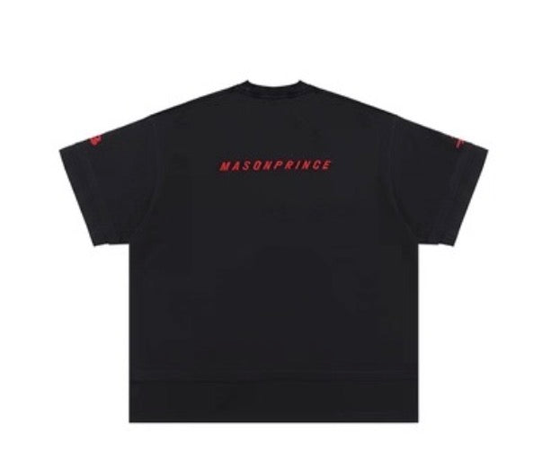MASONPRINCE 2026 DOUBLE RATIO KNIT CREW NECK RED BLACK TEE