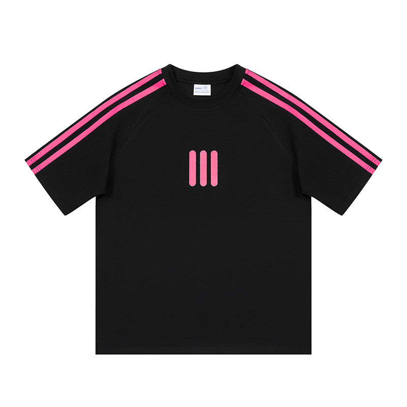 THREE LINEAR BLACK T SHIRT (PRE-ORDER)