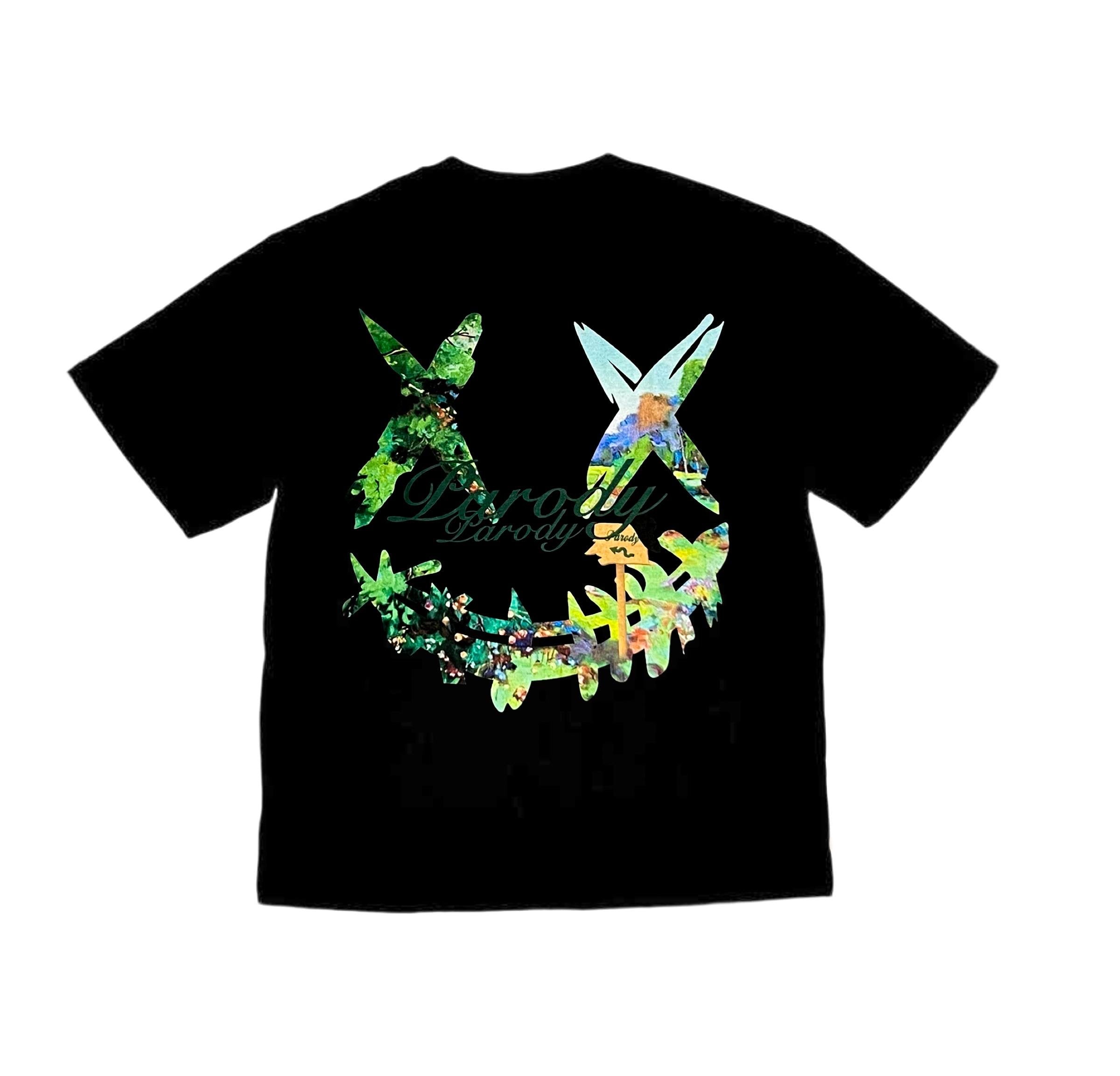 PARODY SMILEY FACE DESIGN 004 BLACK T SHIRT