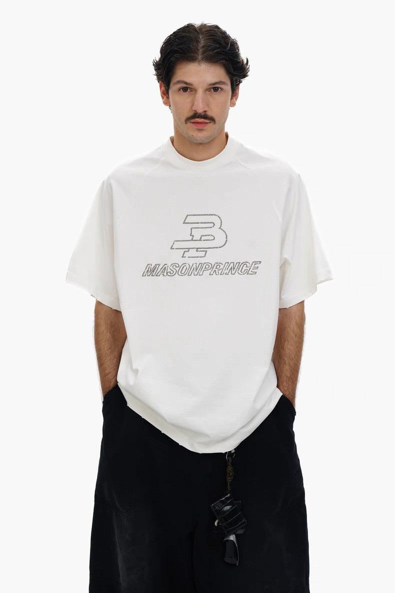 MASONPRINCE ICONIC EMBROIDERED LOGO WHITE TEE