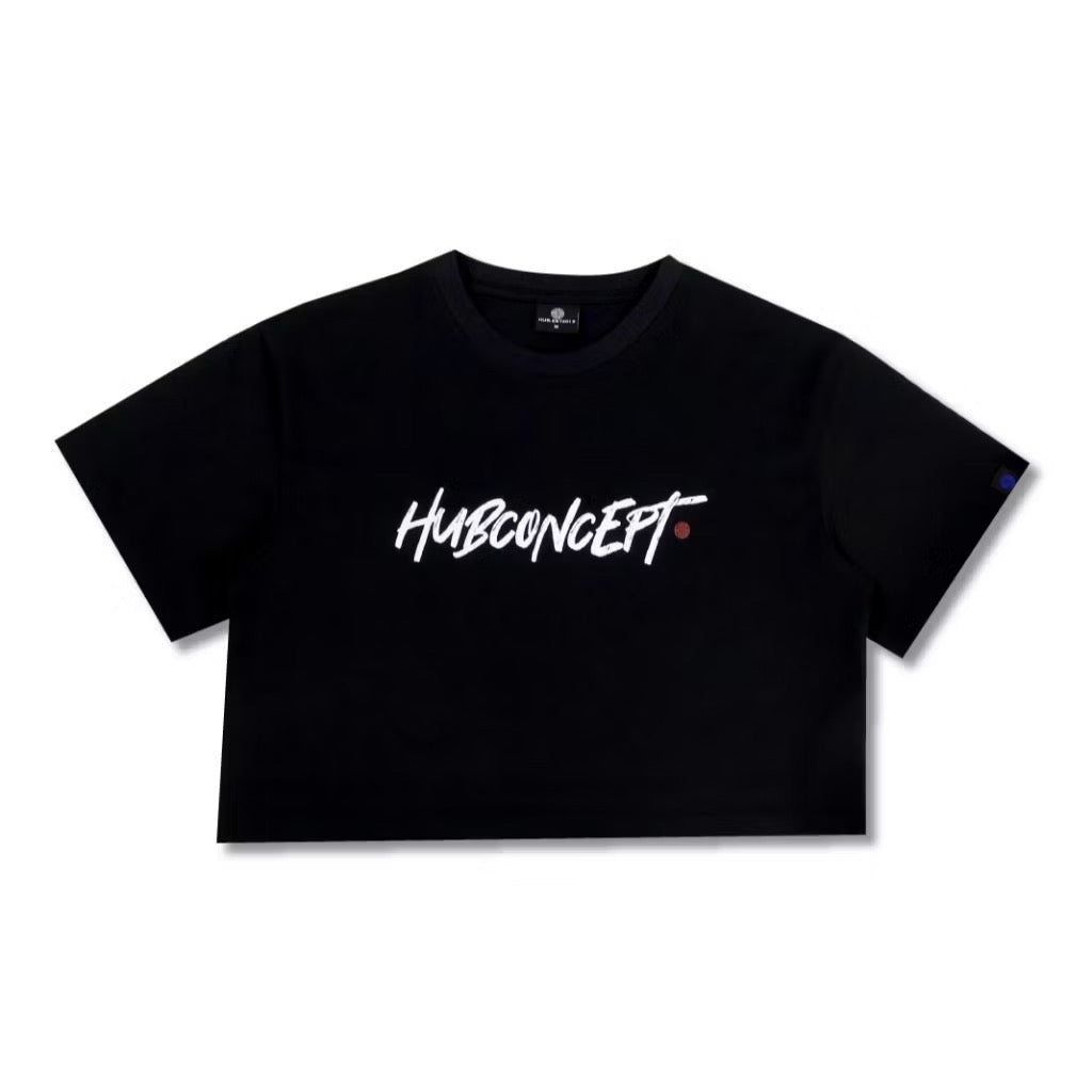 HUBCO REBELLION MANUSCRIPT  CROP TOP BLACK