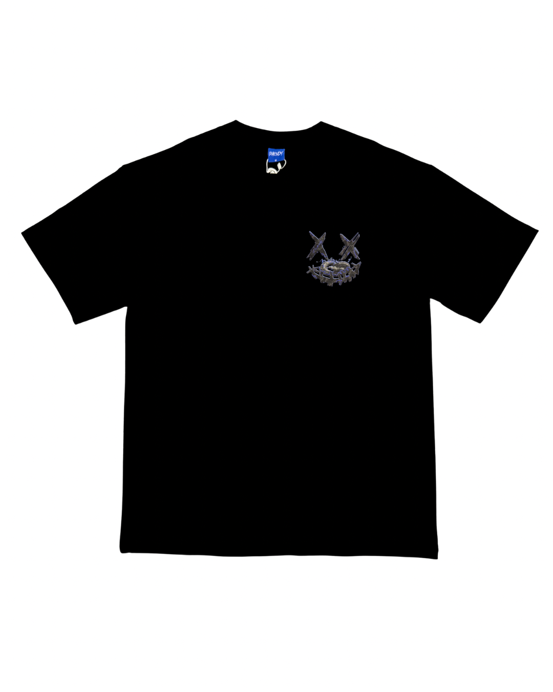 PARODY SMILEY FACE DESIGN 052 BLACK T SHIRT