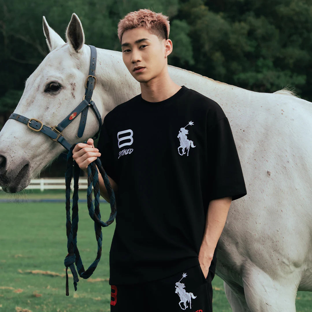 STONED & CO 26: DARK HORSE POLO BLACK TEE