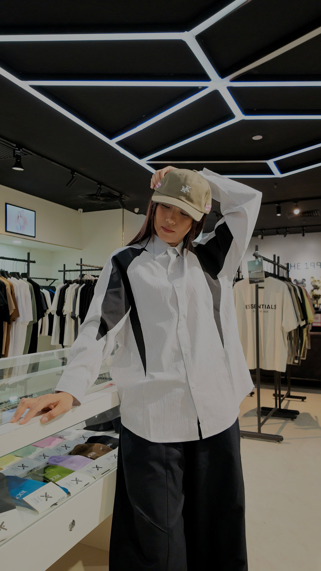 SAVAGEBASE  LONG SLEEVE BUTTON UP T-SHIRT WHITEBLACK