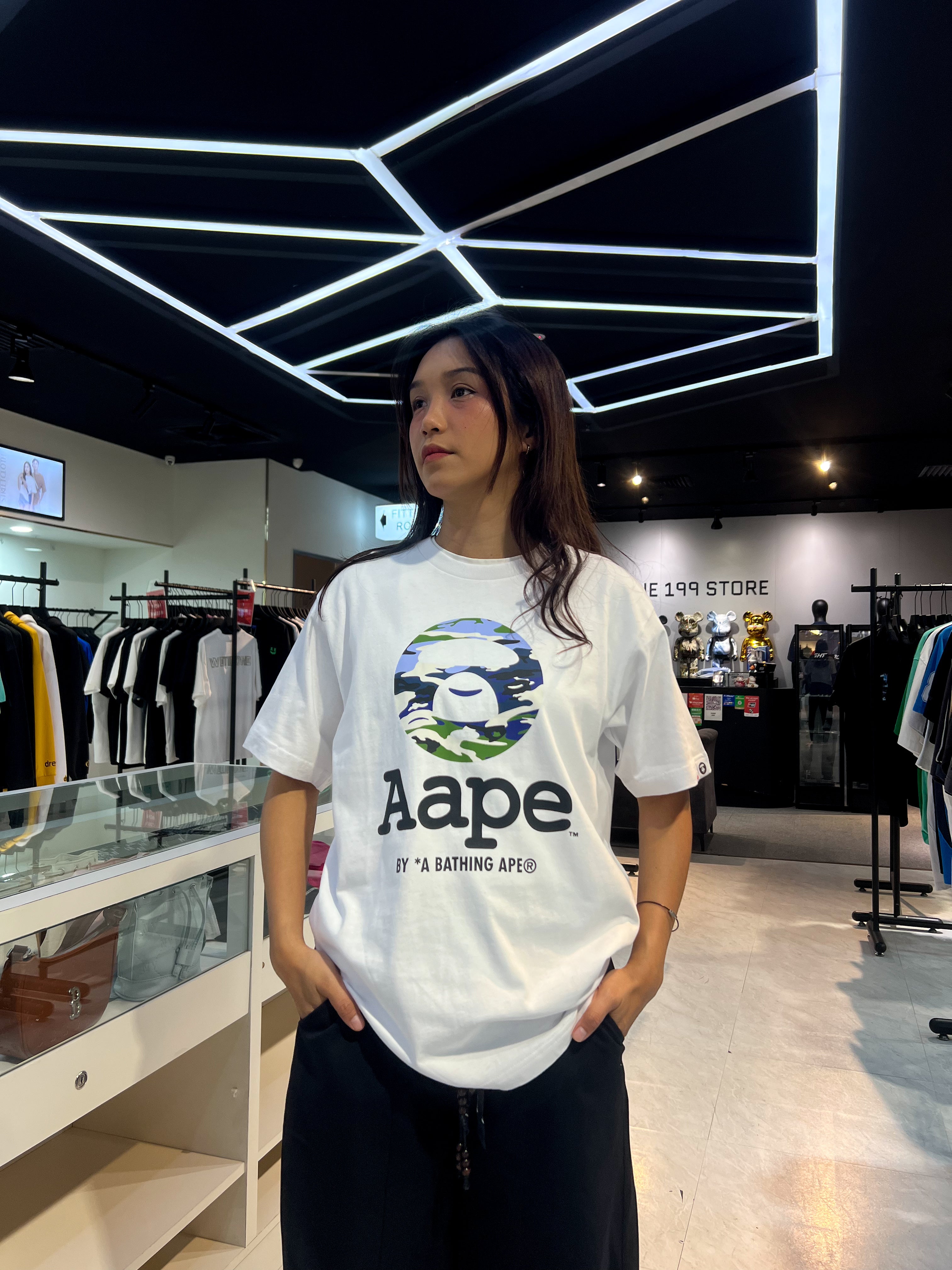 BAPE AAPE CAMO LOGO TEE WHITE
