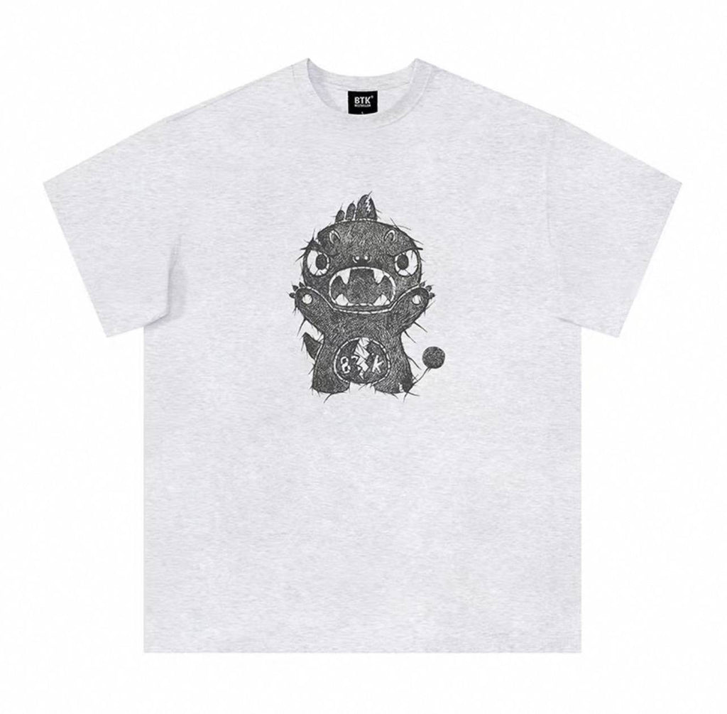 BTK DRAWINGS SMALL LOGO TEE GREY