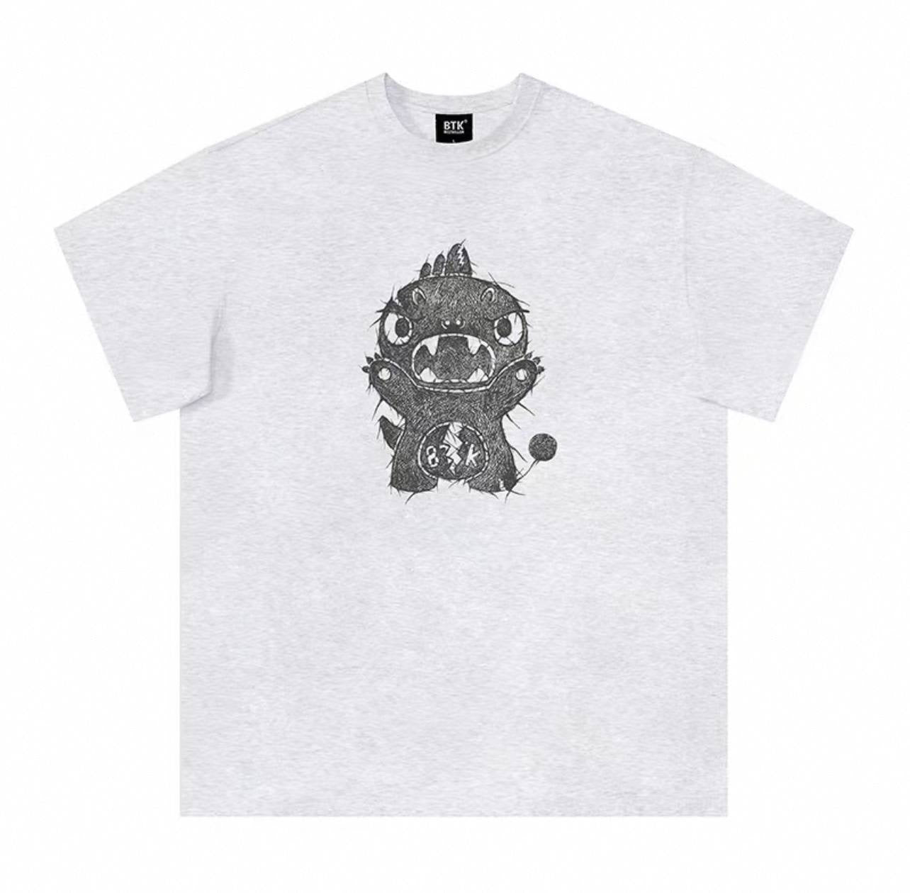 BTK DRAWINGS SMALL LOGO TEE GREY
