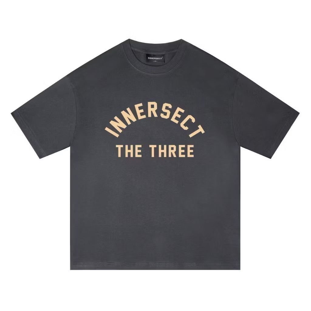 INNERSECT THE THREE CREAM LOGO GREY T SHIRT