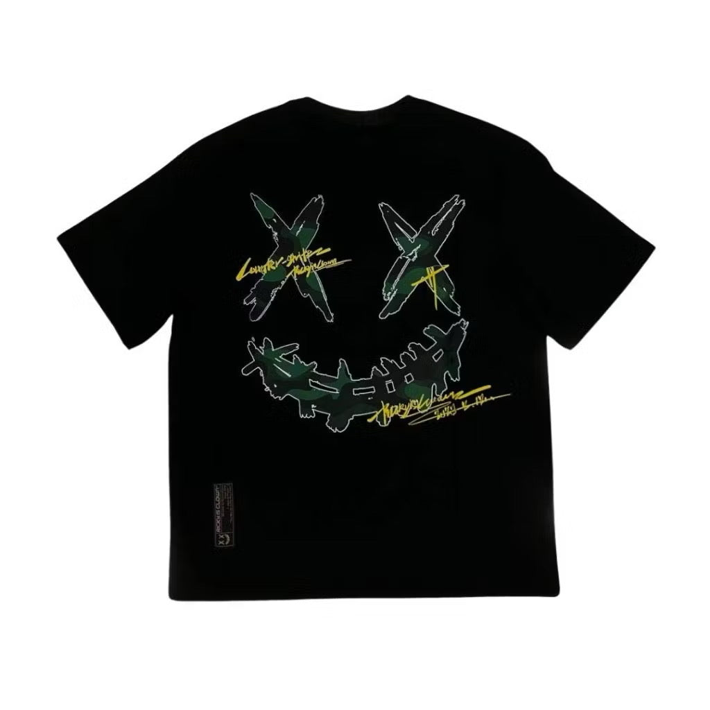 RICKYISCLOWN GREEN CAMO BLACK TEE