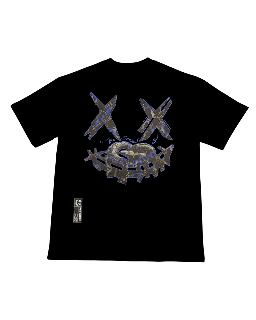 PARODY SMILEY FACE DESIGN 052 BLACK T SHIRT