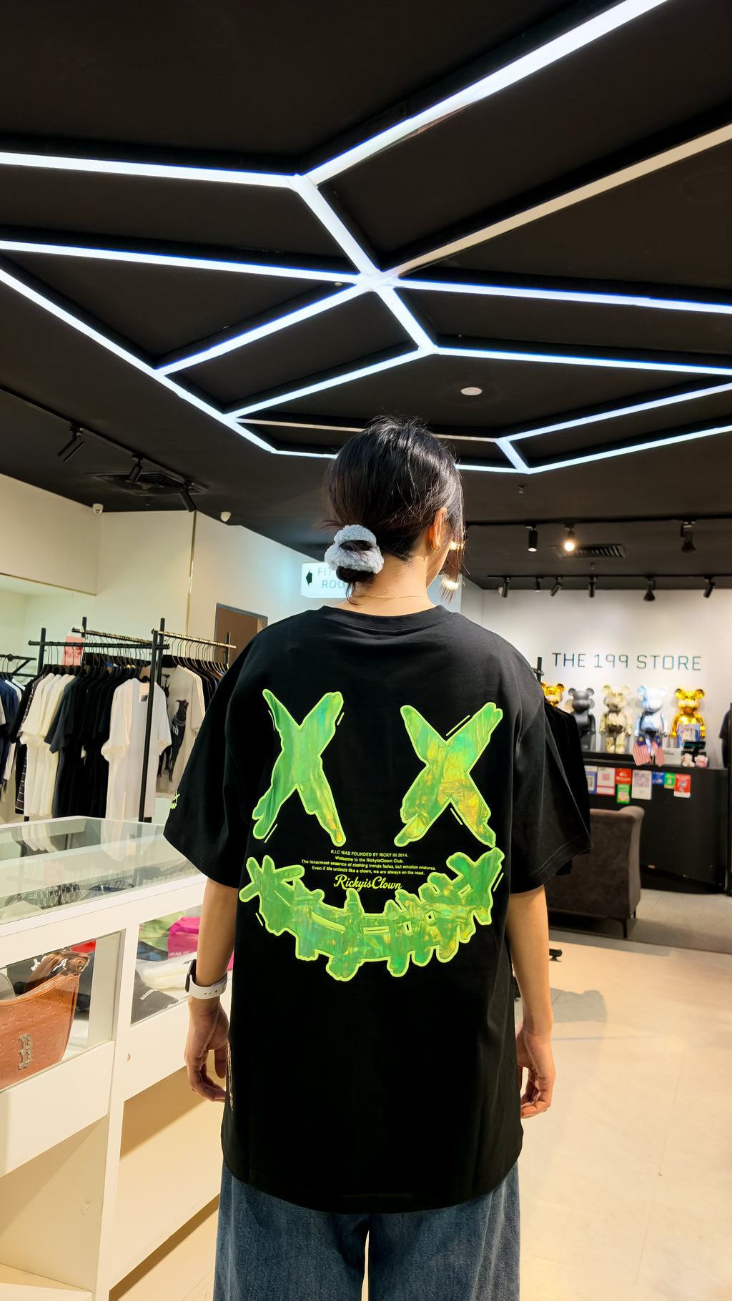 RICKYISCLOWN ALL STAR DAZZLING GREEN STREAM TEE BLACK