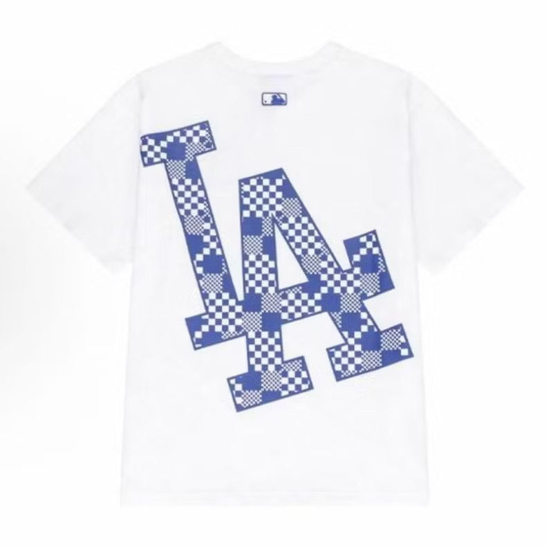 MLB LA BLUE MONOGRAM LOGO WHITE TEE