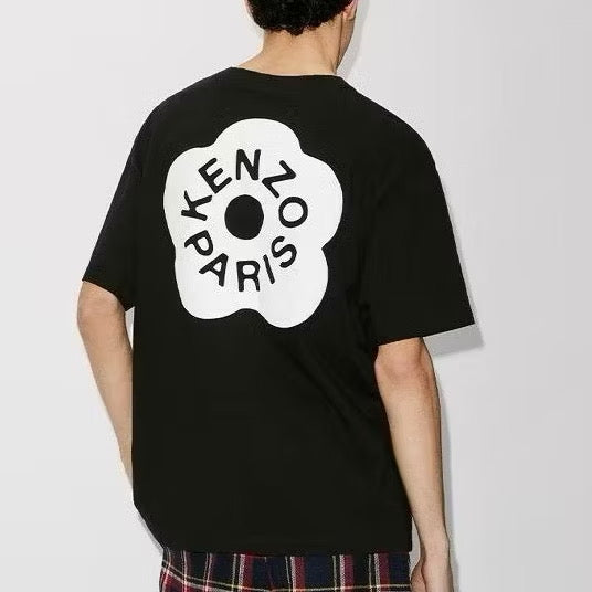 KENZO FLOWER EMBOSS LOGO BLACK T SHIRT (OS) OVERSIZED