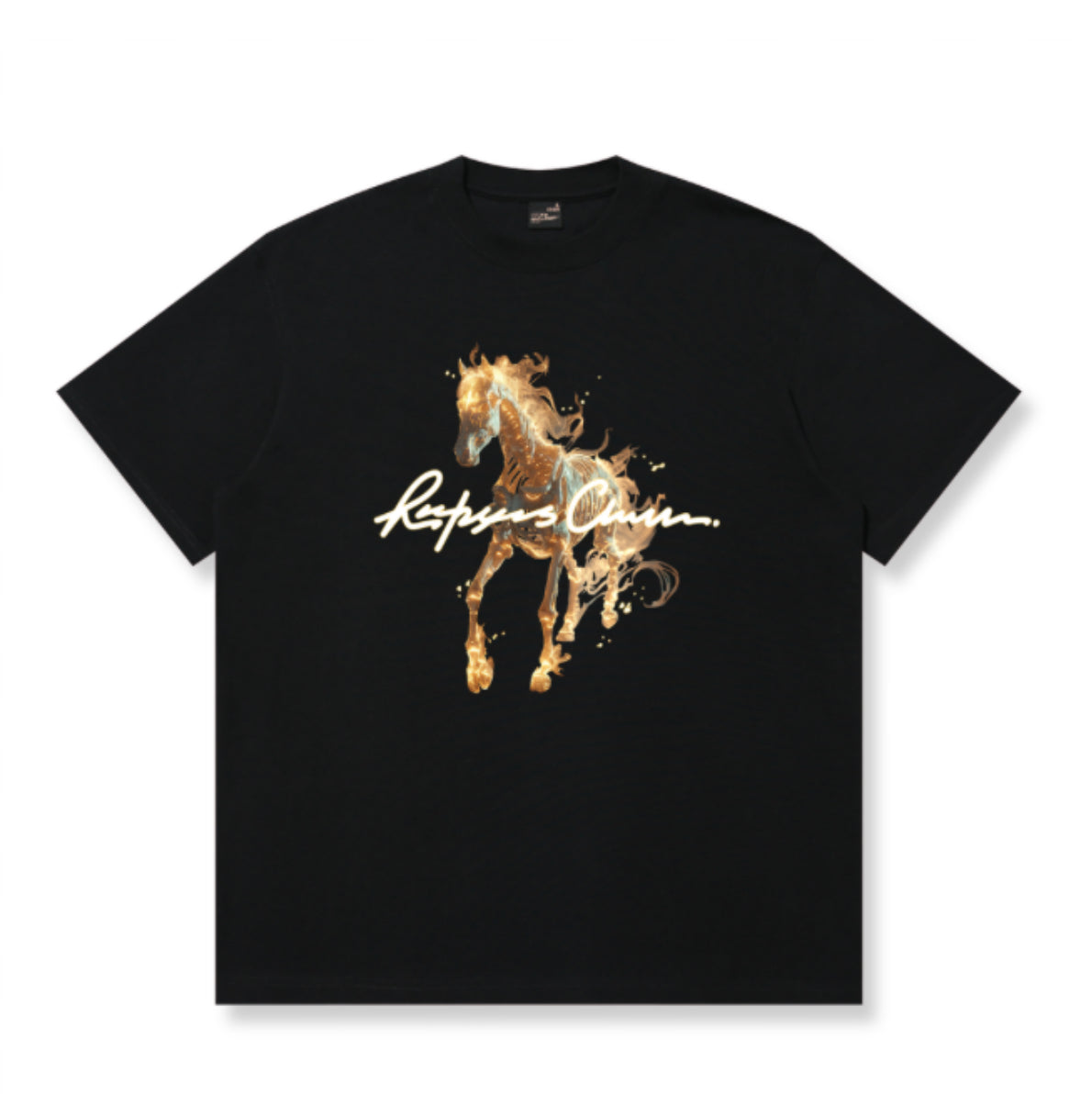 RICKYISCLOWN HORSE ON FIRE T SHIRT BLACK