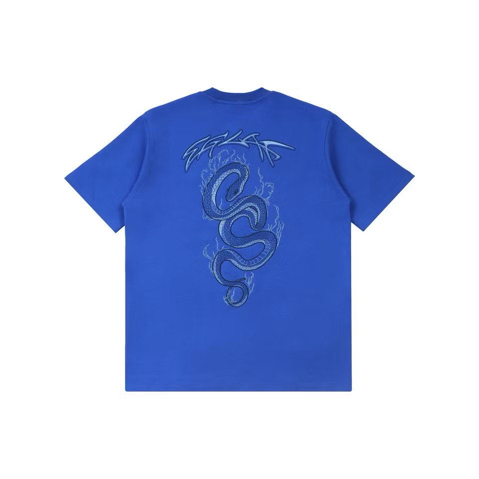 EGLAF FLAMING SERPENT LOGO TEE BLUE
