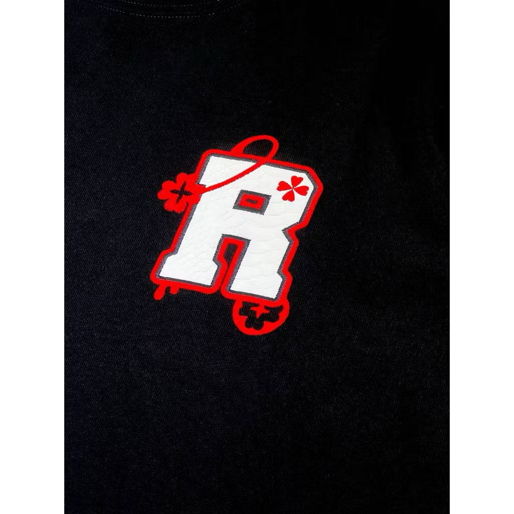 RICKYISCLOWN MAMBA SNAKE SKIN FLOWER BLACK TEE