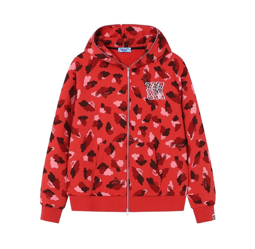 SWEED CAMO ZIP UP HOODIE RED
