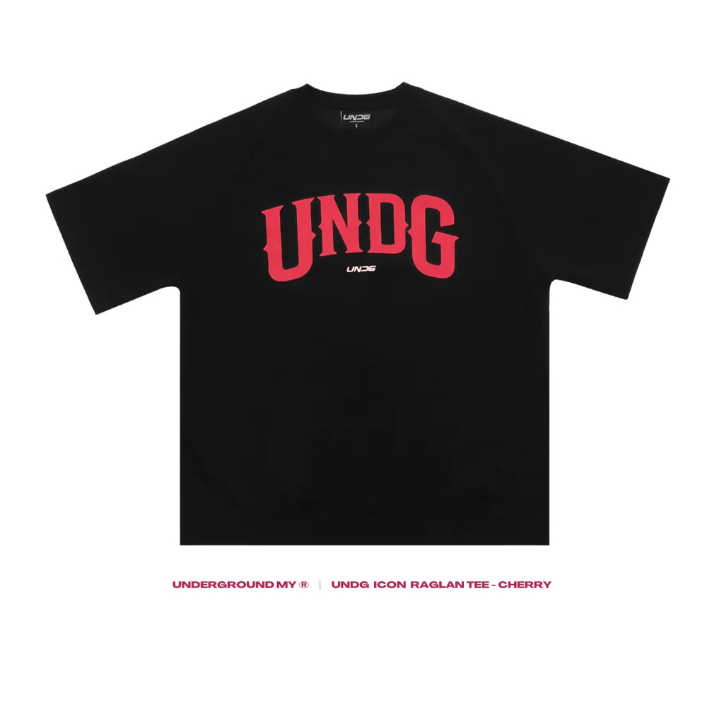UNDG ICON RAGLAN TEE (BLACK/CHERRY)
