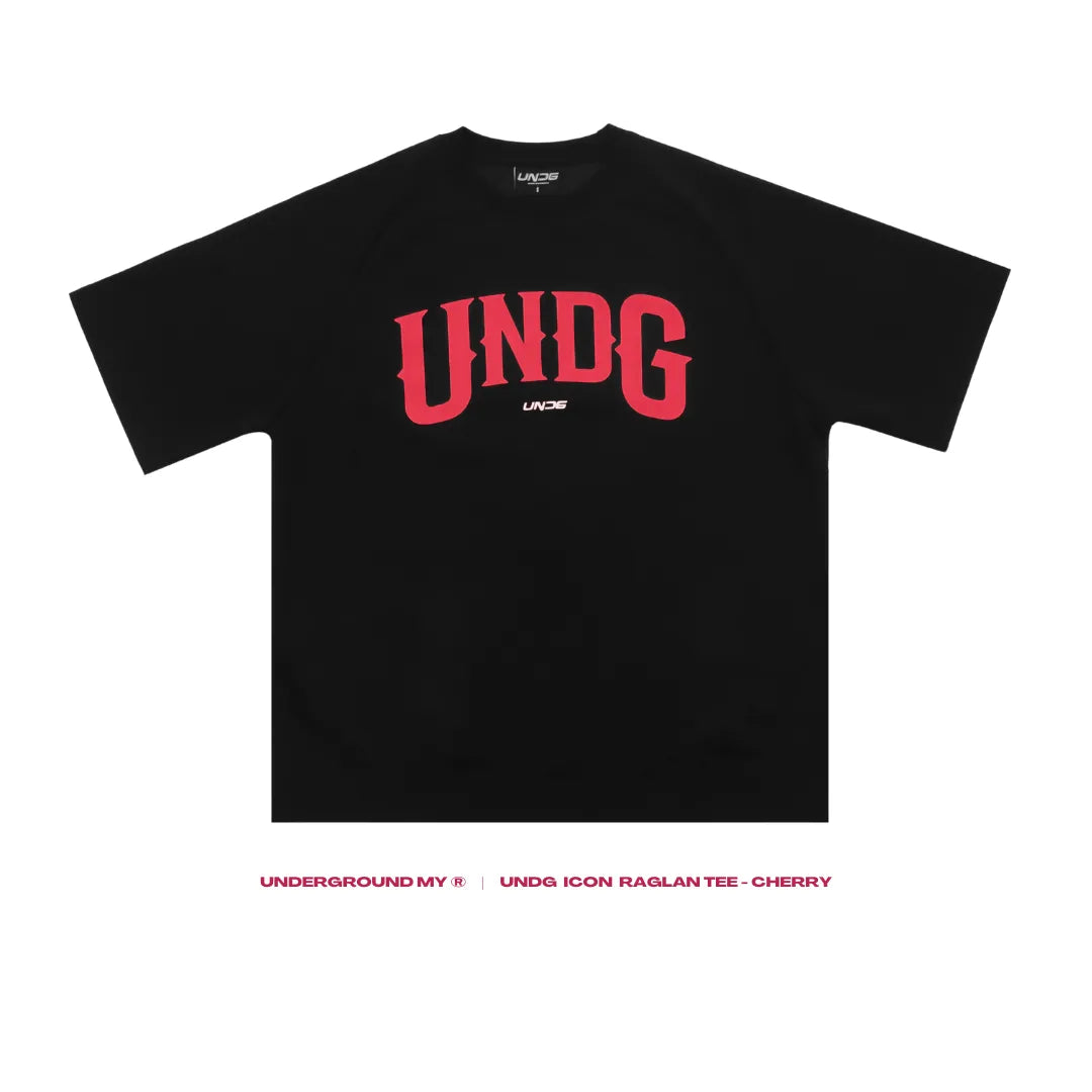 UNDG ICON RAGLAN TEE (BLACK/CHERRY)