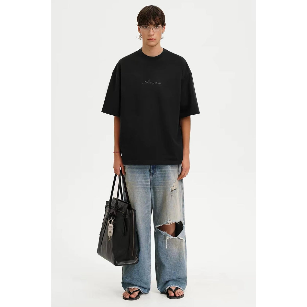 MASONPRINCE RHINESTONE LOGO TEE BLACK
