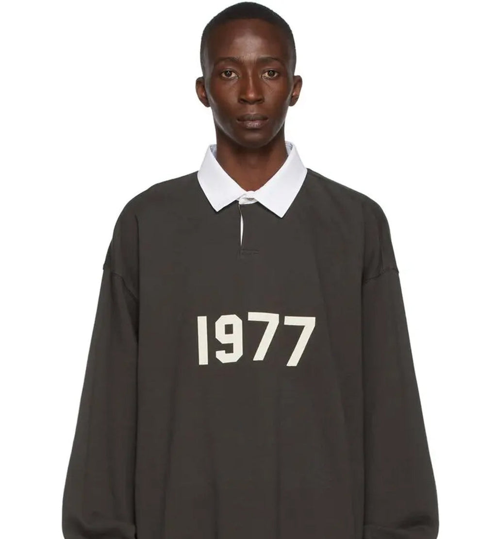 Fear of God Essentials 1977 Henley Rugby Off Black