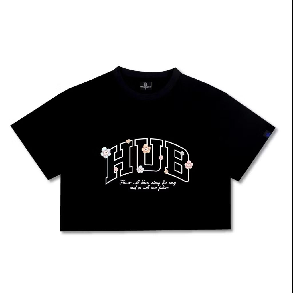 HUBCO BLOOMING PATH CROP TOP BLACK