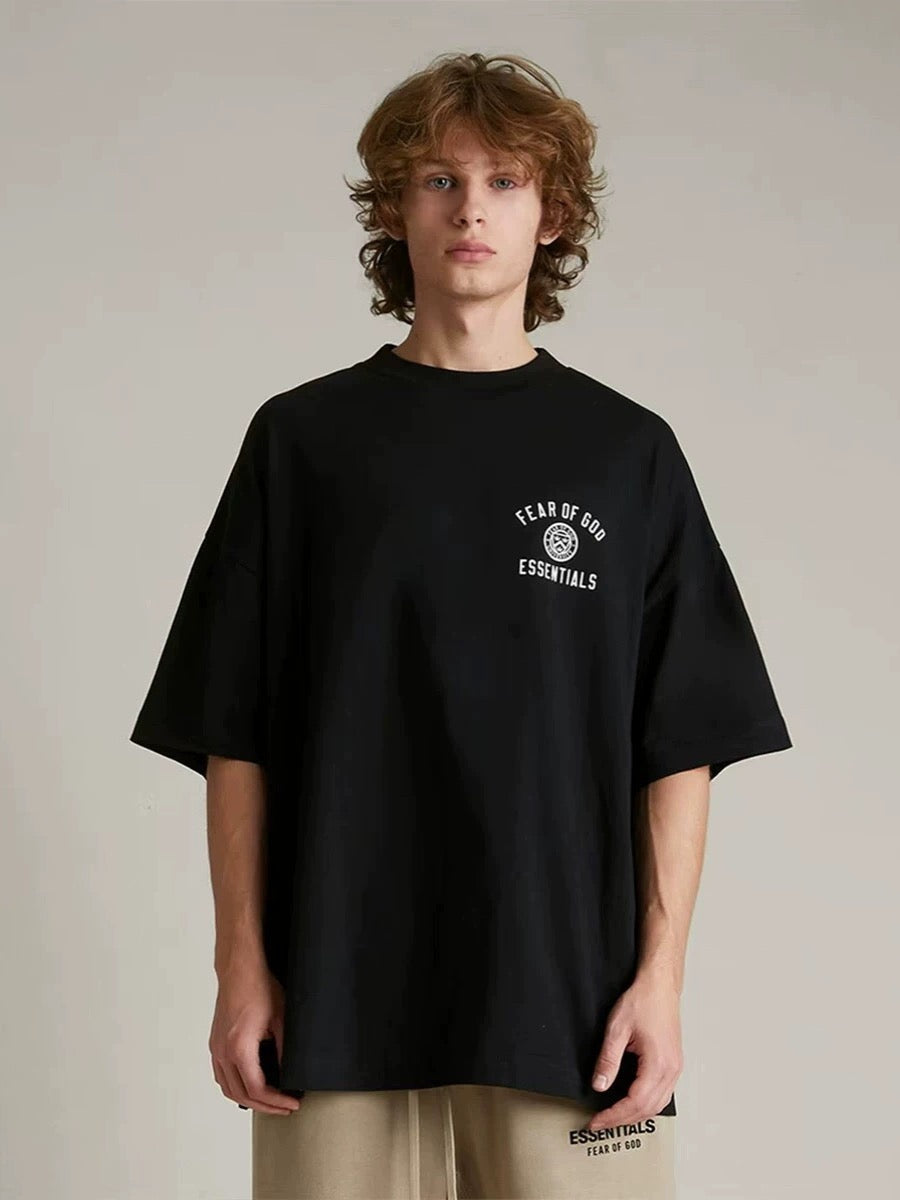FEAR OF GOD essentials university logo Black Tee