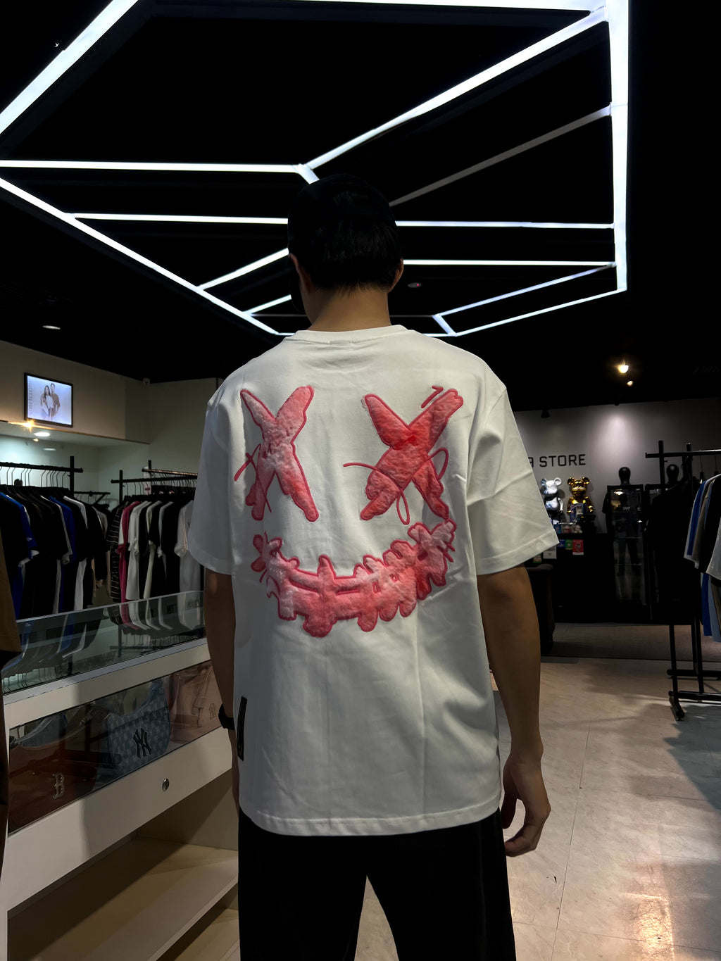 RICKYISCLOWN FLEECE CORE PINK FUR CLOWN TEE WHITE