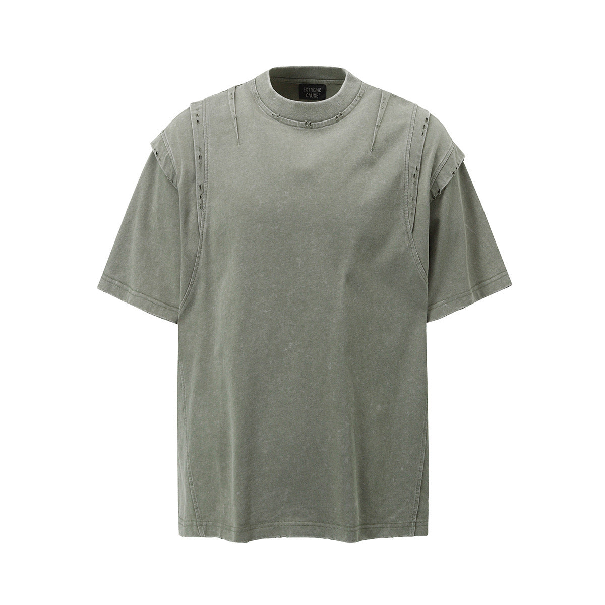 FOLDED DISTRESS T SHIRT GREEN