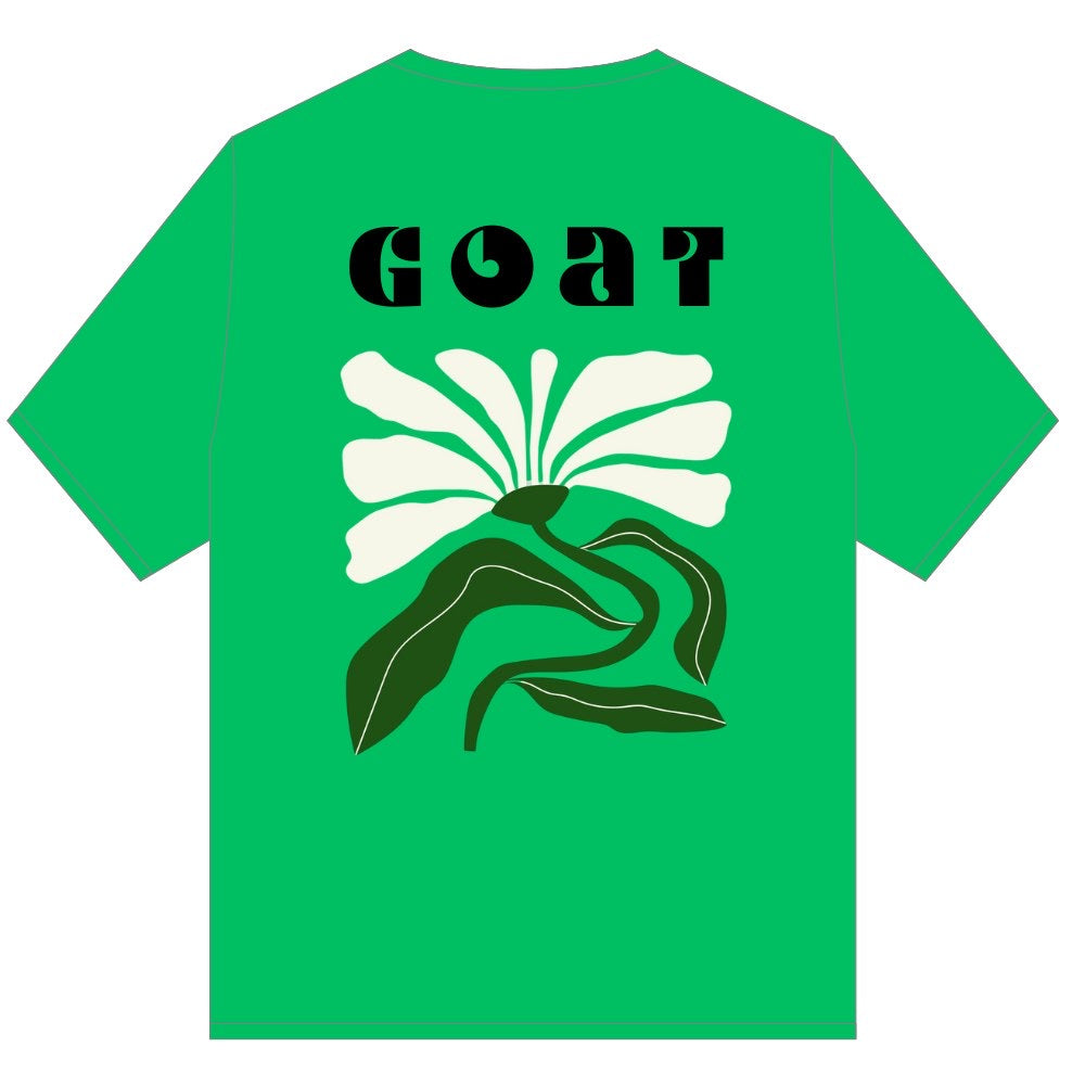 GOAT WHITE FLOWER TEE SHIRT GREEN